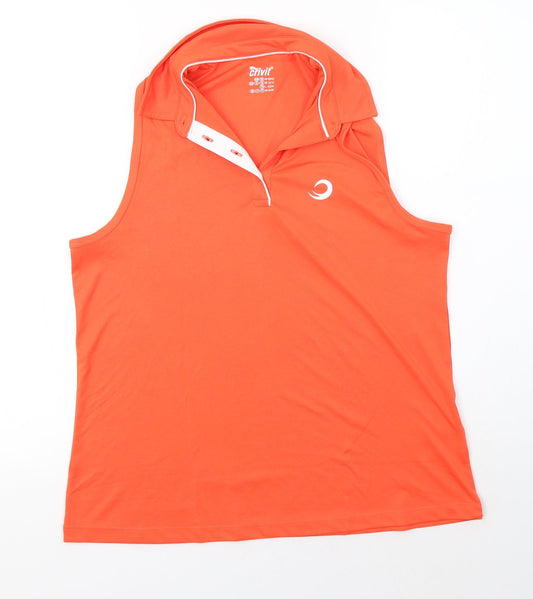 Crivit Womens Orange  Polyester Basic Tank Size M Collared