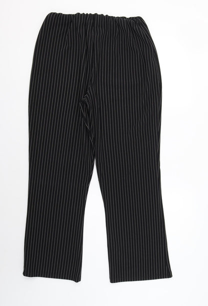 Womens UK Size 16 Preworn Regular Fit Dress Pants Black Trousers