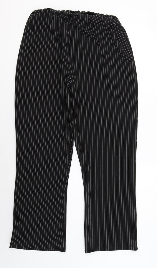 Womens UK Size 16 Preworn Regular Fit Dress Pants Black Trousers
