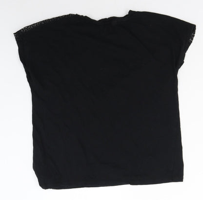 Primark Womens Black  100% Cotton Basic Blouse Size S Round Neck