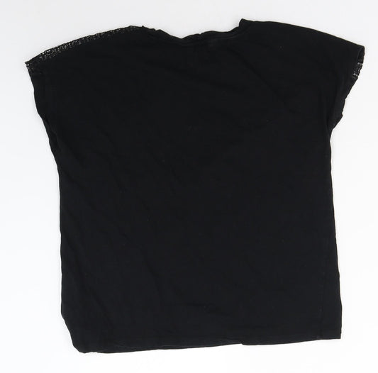 Primark Womens Black  100% Cotton Basic Blouse Size S Round Neck