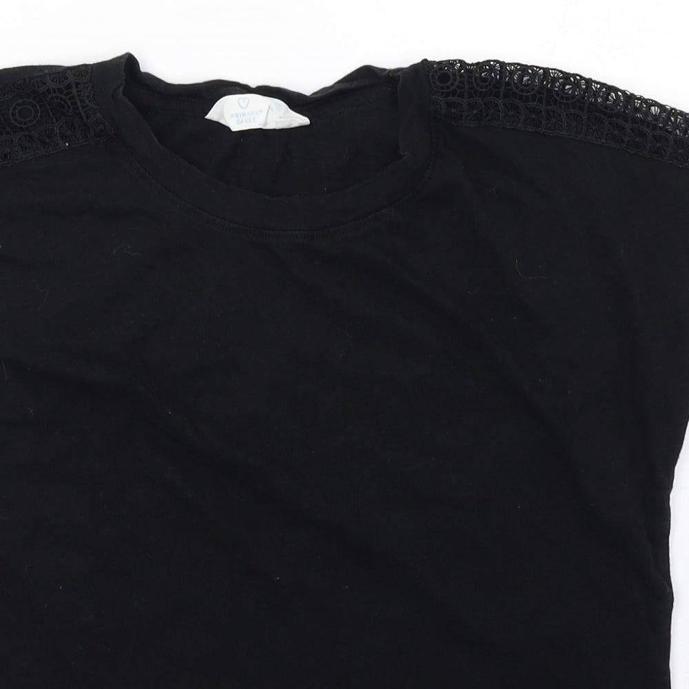 Primark Womens Black  100% Cotton Basic Blouse Size S Round Neck