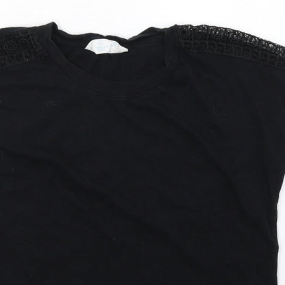 Primark Womens Black  100% Cotton Basic Blouse Size S Round Neck
