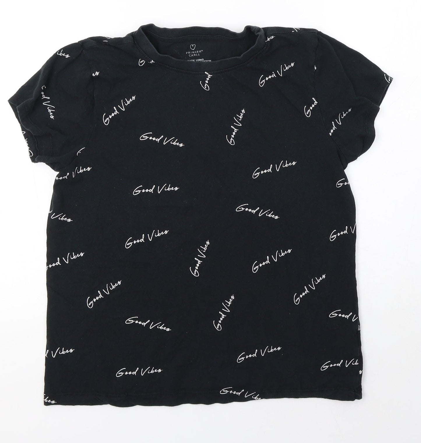 Primark Womens Black  100% Cotton Basic T-Shirt Size S Round Neck