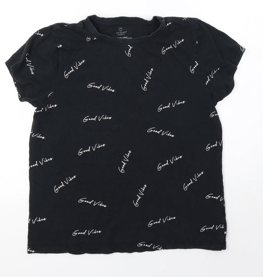 Primark Womens Black  100% Cotton Basic T-Shirt Size S Round Neck