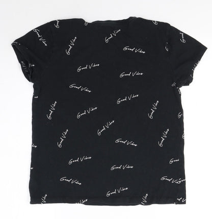 Primark Womens Black  100% Cotton Basic T-Shirt Size S Round Neck