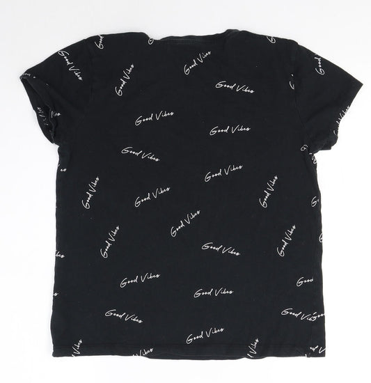 Primark Womens Black  100% Cotton Basic T-Shirt Size S Round Neck