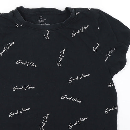 Primark Womens Black  100% Cotton Basic T-Shirt Size S Round Neck