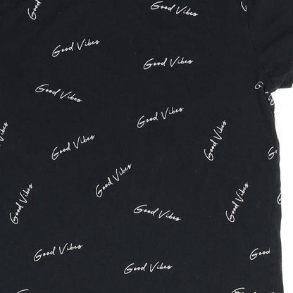 Primark Womens Black  100% Cotton Basic T-Shirt Size S Round Neck