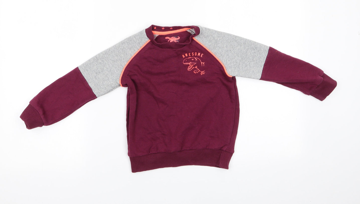 Florence and Fred Boys Purple  Cotton Pullover Sweatshirt Size 3-4 Years   - Awesome Dinasour