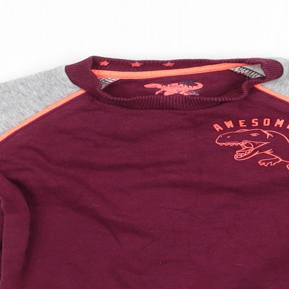 Florence and Fred Boys Purple  Cotton Pullover Sweatshirt Size 3-4 Years   - Awesome Dinasour