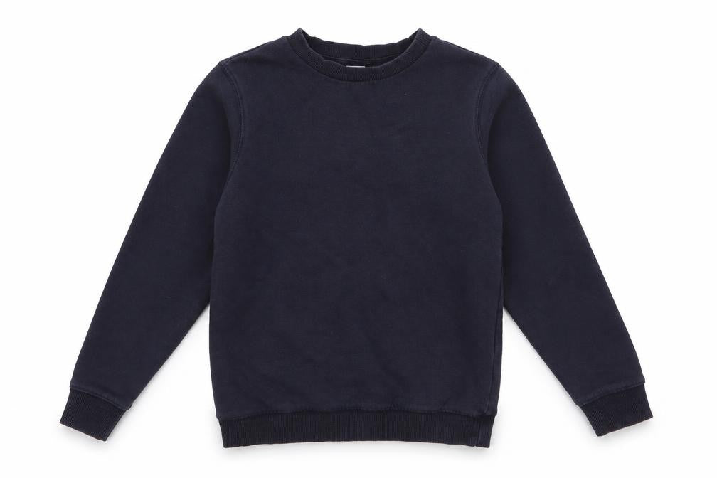 Front view of Tu boys’ blue cotton pullover sweatshirt, size 7, years - school sweatshirt