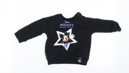 Disney Baby Boys Blue Animal Print Cotton Pullover Jumper Size 3-6 Months   - Mickey The True Original