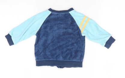 Cocco Drillo Boys Blue Colourblock Cotton Cardigan Jumper Size 3-6 Months   - Love you Navy Turquoise Yellow