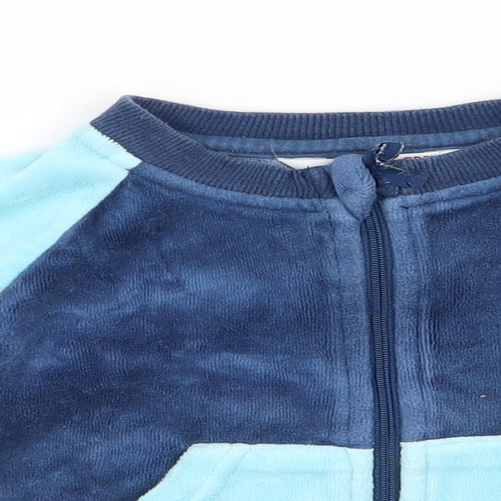 Cocco Drillo Boys Blue Colourblock Cotton Cardigan Jumper Size 3-6 Months   - Love you Navy Turquoise Yellow