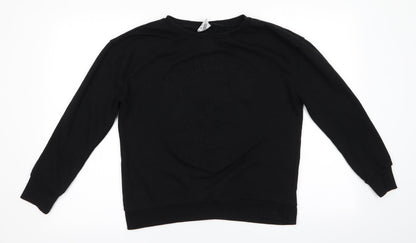 Disney by Atmosphere Womens Black Animal Print Polyester Pullover Sweatshirt Size 12   - Embossed Mickey Mouse Oh Mickey