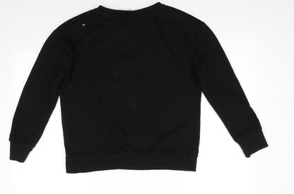 Disney by Atmosphere Womens Black Animal Print Polyester Pullover Sweatshirt Size 12   - Embossed Mickey Mouse Oh Mickey