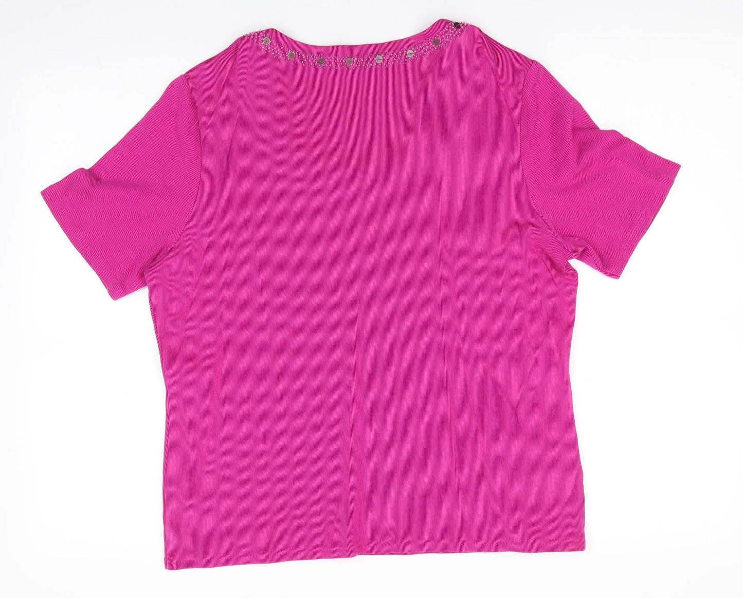 CC Womens Pink  Cotton Tunic T-Shirt Size XL Round Neck - Detailed neckline
