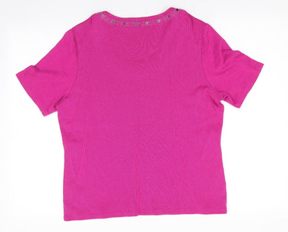 CC Womens Pink  Cotton Tunic T-Shirt Size XL Round Neck - Detailed neckline