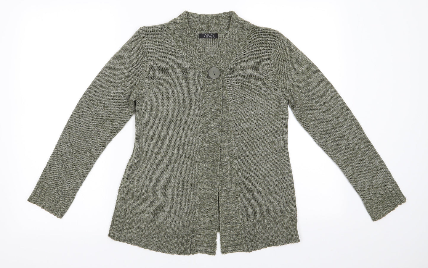 Womens UK Size S BM Green Cardigan Jumper