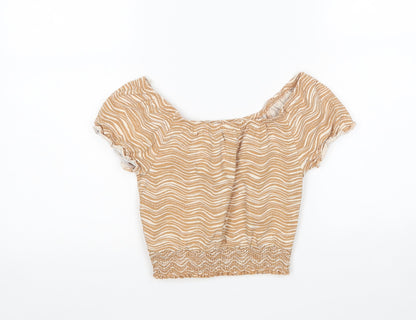 George Girls Multicoloured Animal Print Cotton Basic Blouse Size 6-7 Years Boat Neck
