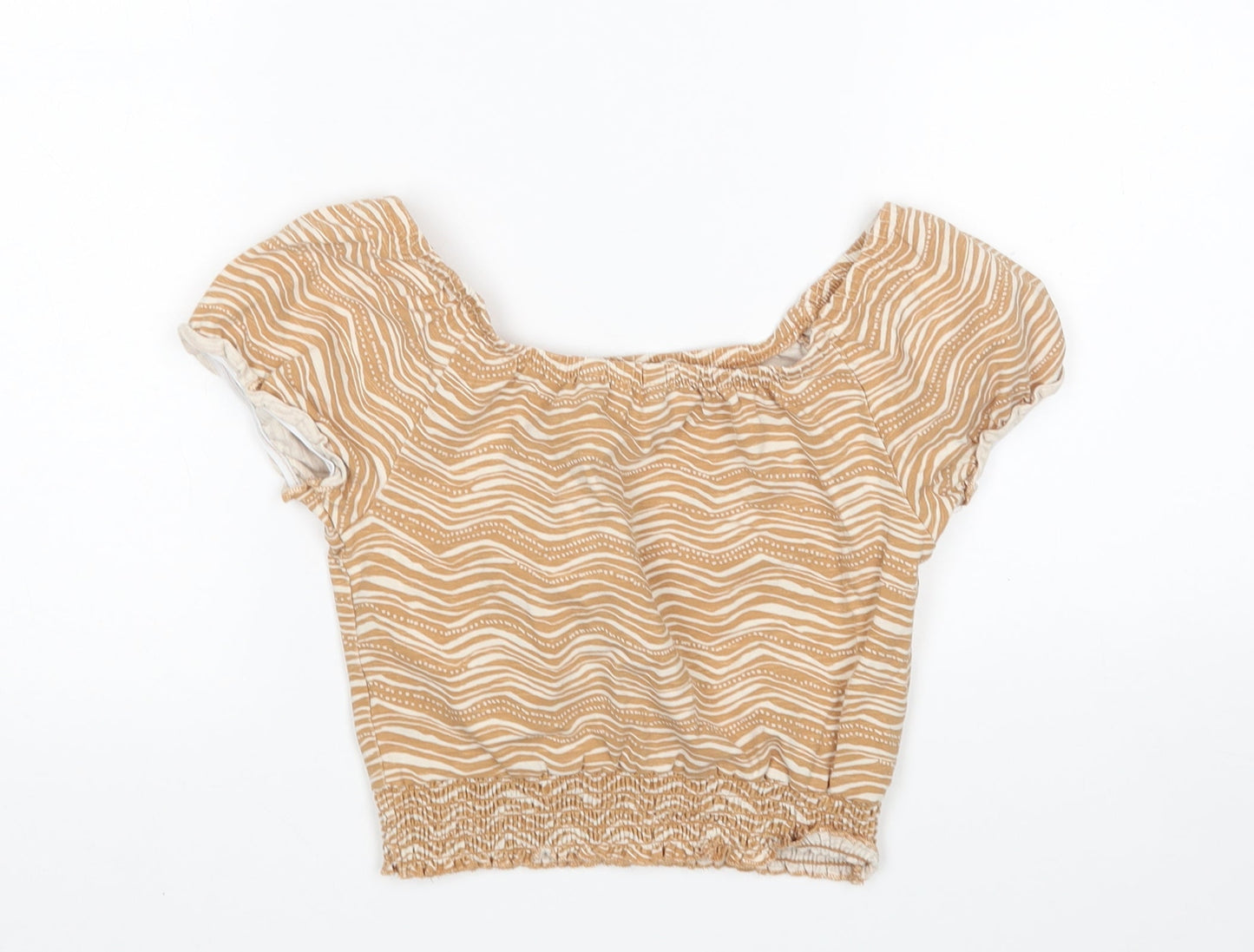 George Girls Multicoloured Animal Print Cotton Basic Blouse Size 6-7 Years Boat Neck