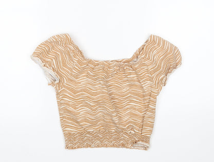 George Girls Multicoloured Animal Print Cotton Basic Blouse Size 6-7 Years Boat Neck
