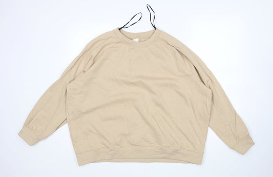 H&M Womens Beige  Cotton Pullover Sweatshirt Size XL