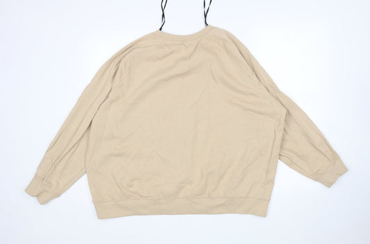 H&M Womens Beige  Cotton Pullover Sweatshirt Size XL