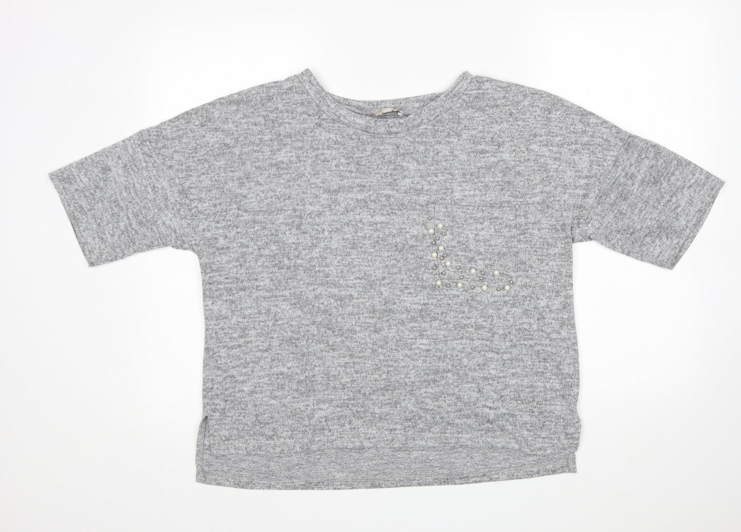 Bellambia Womens Grey Round Neck  Polyester Pullover Jumper Size L