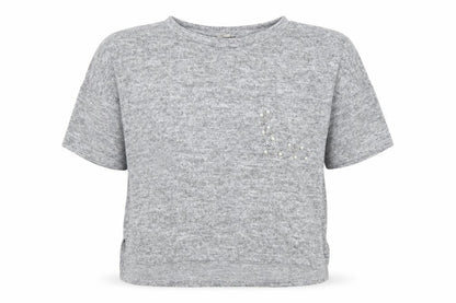 Front view of Bellambia women’s grey round neck polyester jumper, size L