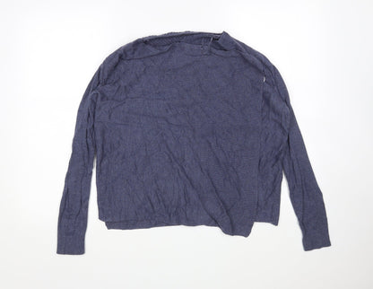 George Womens Blue V-Neck  Nylon Wrap Jumper Size 14