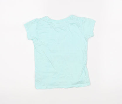 Primark Girls Green  Cotton Basic T-Shirt Size 12-18 Months Round Neck