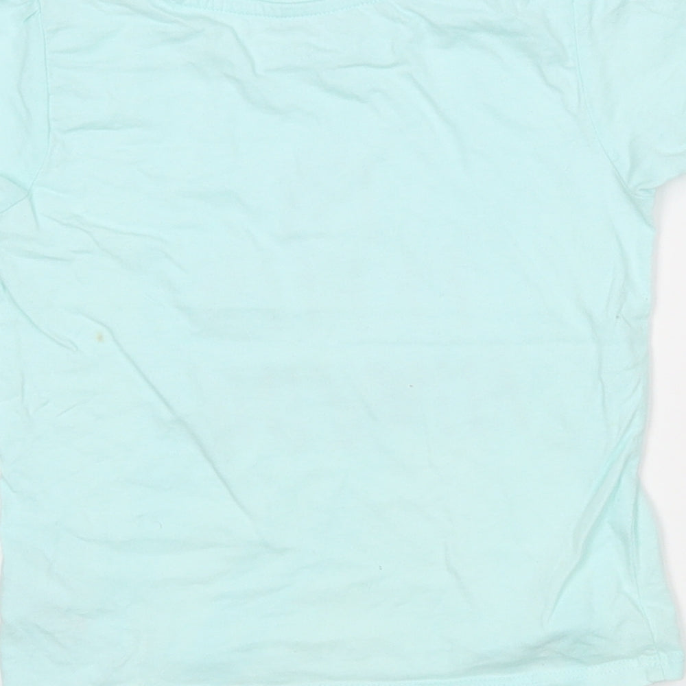 Primark Girls Green  Cotton Basic T-Shirt Size 12-18 Months Round Neck