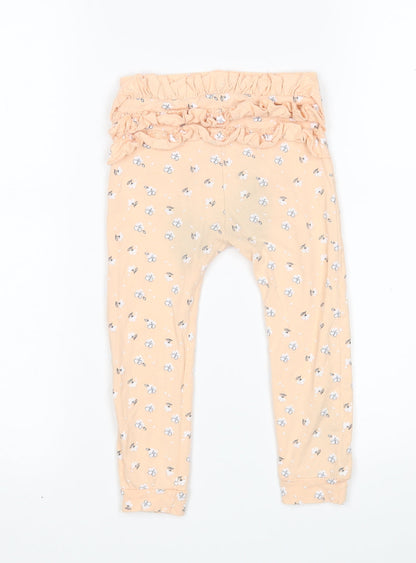George Girls Pink Floral Cotton Sweatpants Trousers Size 2-3 Years  Regular