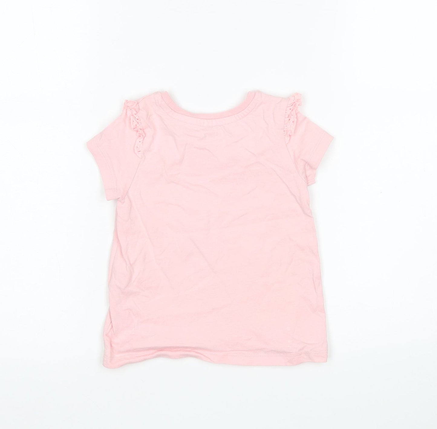 Nutmeg Girls Pink  Cotton Basic T-Shirt Size 2-3 Years Round Neck
