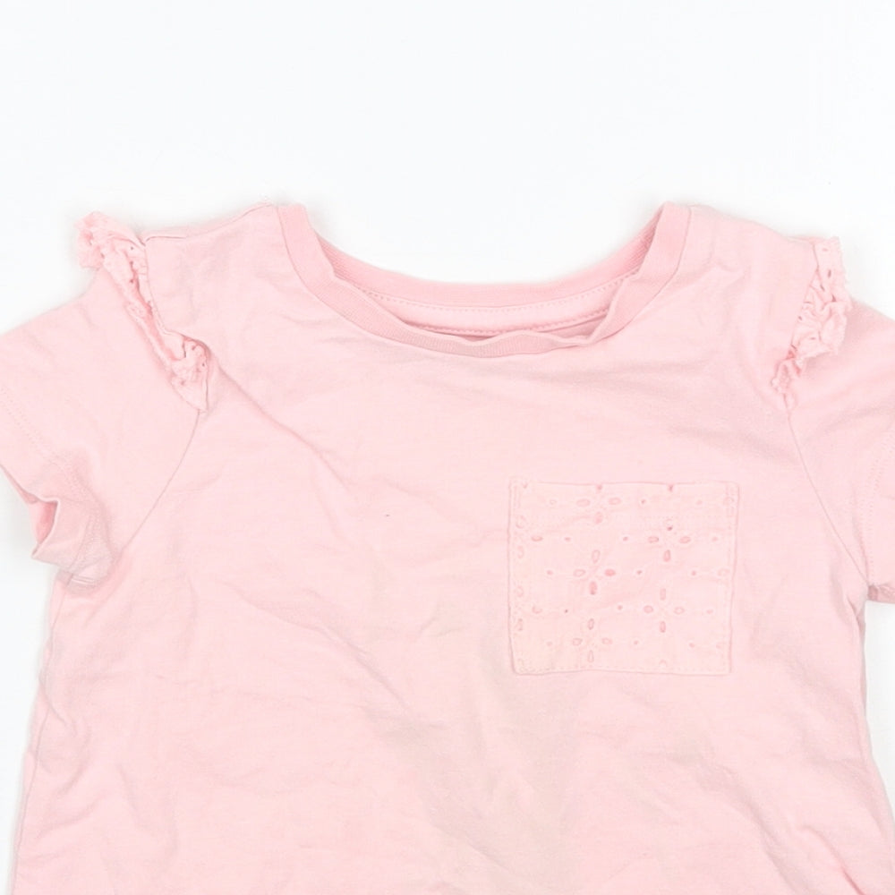 Nutmeg Girls Pink  Cotton Basic T-Shirt Size 2-3 Years Round Neck