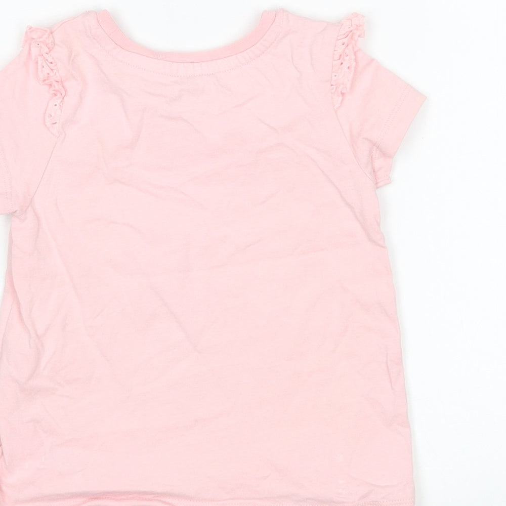 Nutmeg Girls Pink  Cotton Basic T-Shirt Size 2-3 Years Round Neck