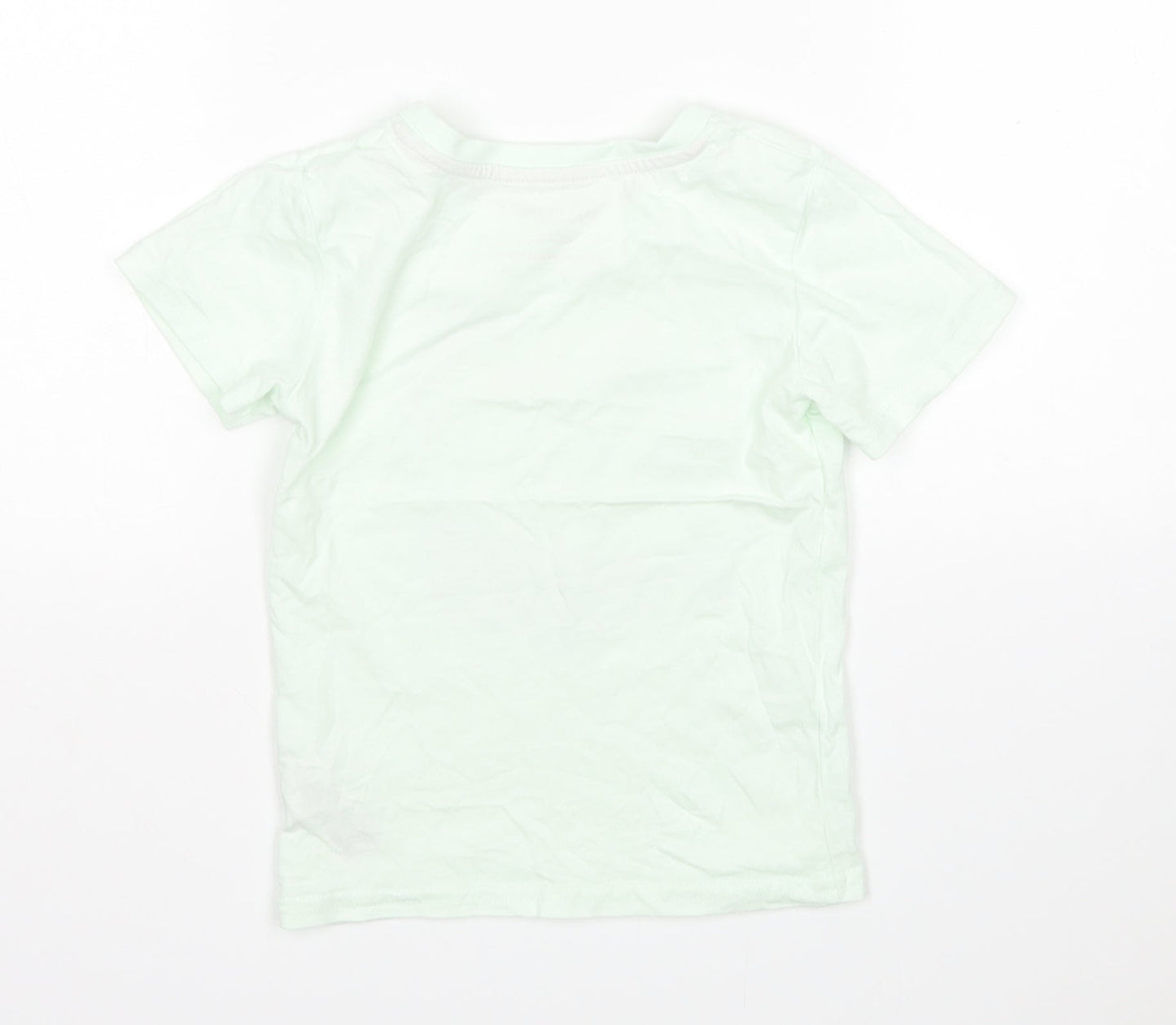 Primark Girls Green  Cotton Basic T-Shirt Size 2-3 Years Round Neck