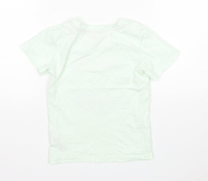 Primark Girls Green  Cotton Basic T-Shirt Size 2-3 Years Round Neck