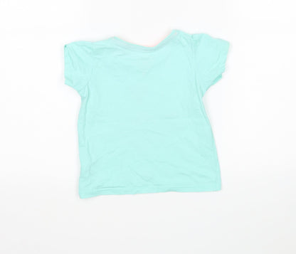 Primark Girls Green  Cotton Basic T-Shirt Size 2-3 Years Round Neck  - I love Mummy