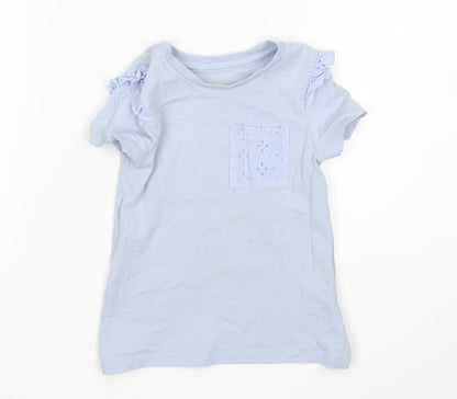 Nutmeg Girls Blue  Cotton Basic T-Shirt Size 2-3 Years Round Neck