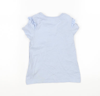 Nutmeg Girls Blue  Cotton Basic T-Shirt Size 2-3 Years Round Neck