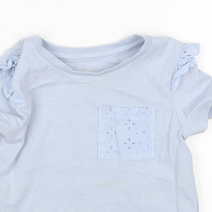Nutmeg Girls Blue  Cotton Basic T-Shirt Size 2-3 Years Round Neck