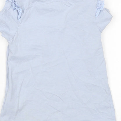 Nutmeg Girls Blue  Cotton Basic T-Shirt Size 2-3 Years Round Neck