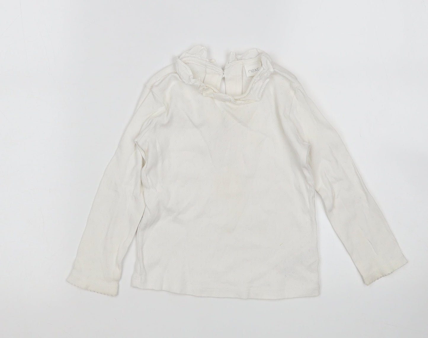 NEXT Girls White  Cotton Basic T-Shirt Size 18-24 Months Round Neck
