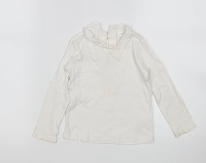 NEXT Girls White  Cotton Basic T-Shirt Size 18-24 Months Round Neck