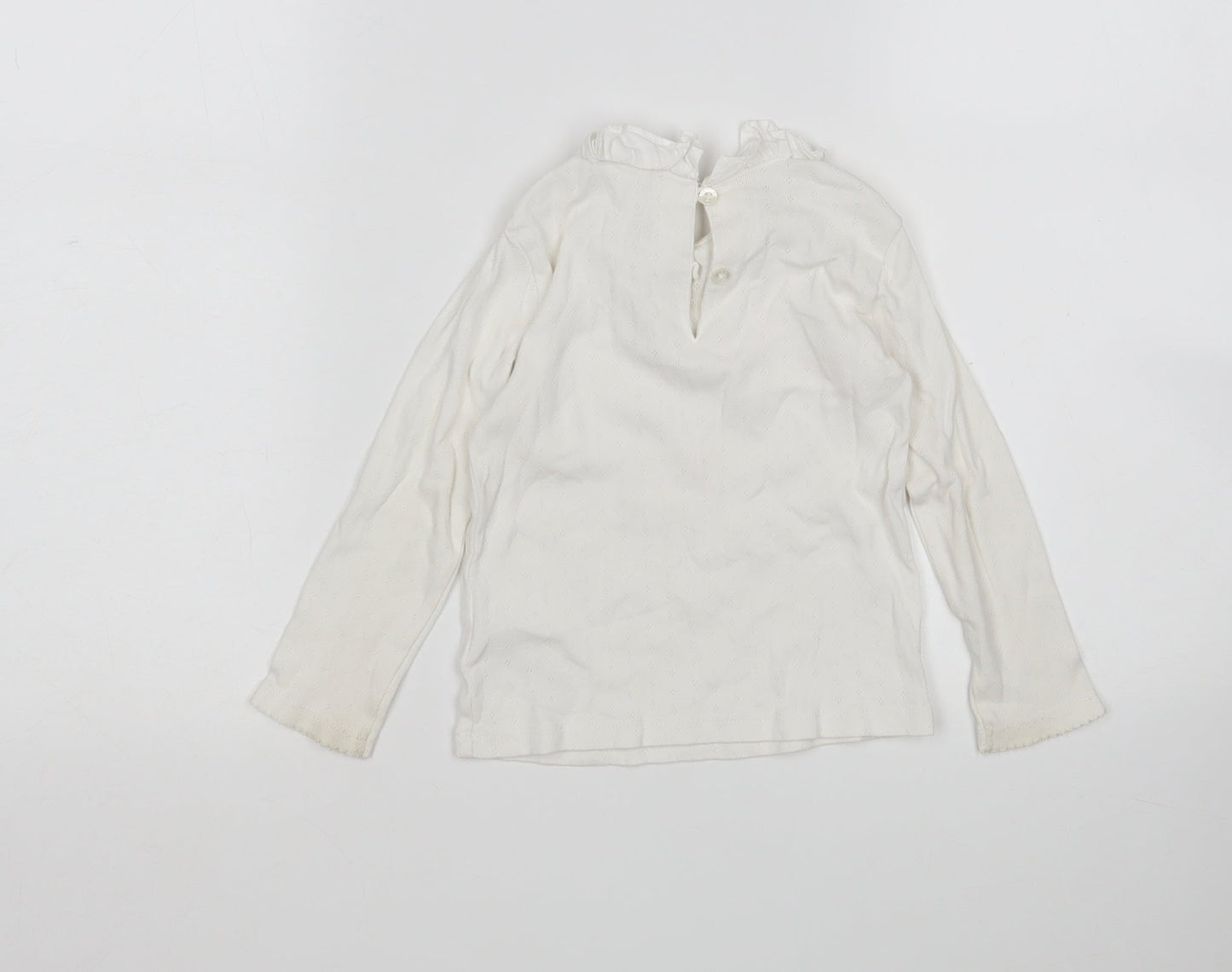 NEXT Girls White  Cotton Basic T-Shirt Size 18-24 Months Round Neck