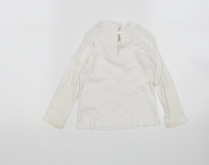 NEXT Girls White  Cotton Basic T-Shirt Size 18-24 Months Round Neck