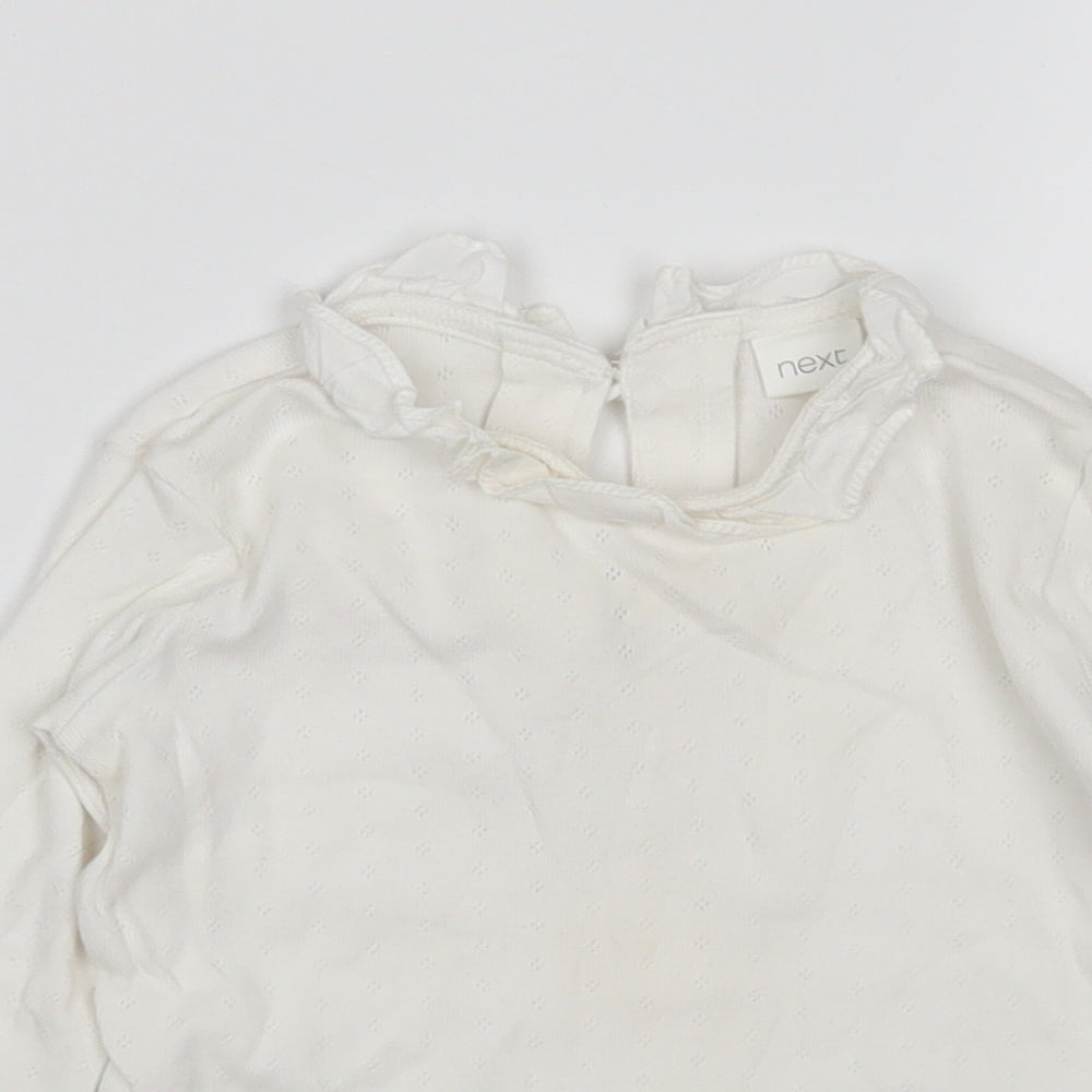 NEXT Girls White  Cotton Basic T-Shirt Size 18-24 Months Round Neck